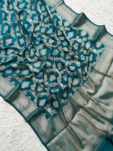 Elegant Teal Banarasi Saree