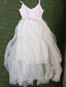 WHITE PARTY WEAR RUFFLE DRESS