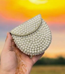 Pearl Embellished Clutch With Sling