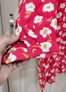 Red Floral Print Dress