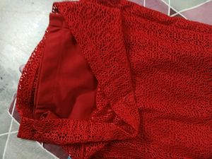 Red Laced Plazoo With Full Inner