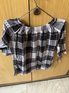 Plaid Off-Shoulder Top