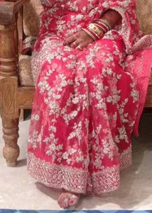 Red Color Net Saree Party Wear