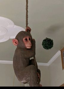 PolyResin Hanging Climbing Monkey with Jute Rope