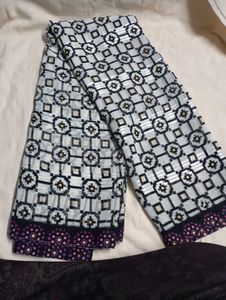 Patterned white Saree without blouse offer