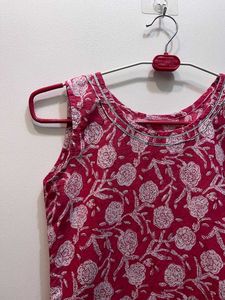 Pink Floral Print Sleeveless Top