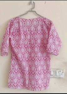Pink Patterned Short Kurti