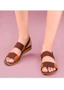 Brown Elastic Strap Sandals