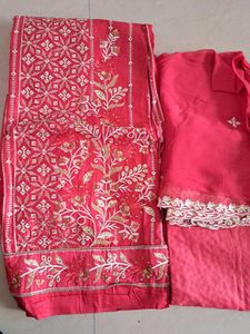 Pink 3pc Unstitched Set