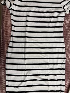 Korean Stripe Tshirt Dress Women - must Grab