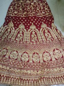 Red &amp; Gold Embroidered Velvet Top