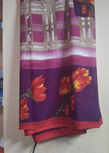 new purple  soft  chiffon Floral Print Saree
