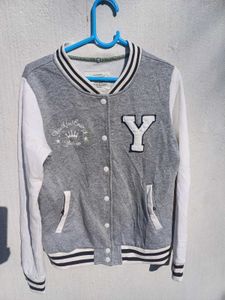 Grey Varsity Jacket - Size S