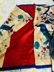 Peacock Print Saree