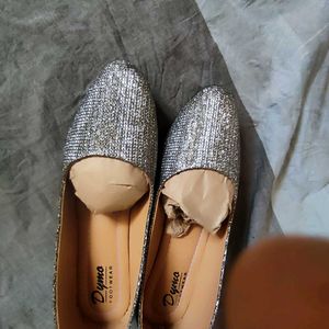 Sparkly Silver Ballerina Flats-size : 37