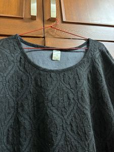 Women Top - Black With Self Design