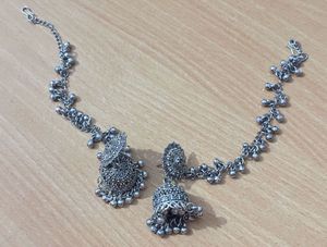 Oxidized Silver Jhumka Earrings