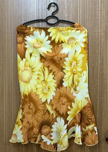 Floral Yellow And Brown Frill Skirt