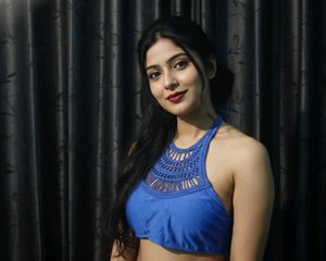 Blue Halter Bikini Top