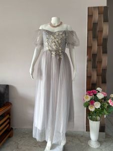 Grey Lace Embellish Premium Gown