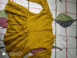 Mustard Embroidered Peplum Top