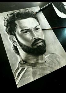 Virat Kohli Graphite Portrait + Hardik Pandya