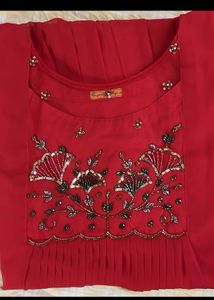 Red Embellished Kurtha - XL Size