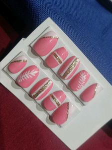 Pink & Gold Press-On Nails