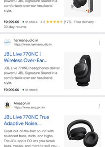 JBL Live 770NC Headphones - Black