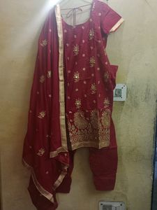 Women's Maroon salwar Suit Dupatta