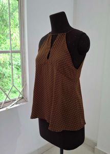 ZARA Brown Polka Dot Halter Top