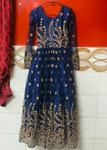 Navy Blue Gown With Duppatta