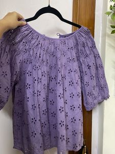 Westside Lov Lavender Cut work Top With Inner