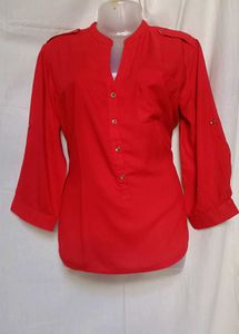 Red Mandarin Collar Top from Laks*ita