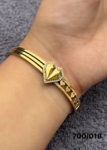Gold Heart Bangle Bracelet
