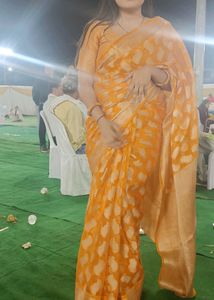 Mustard Yellow Saree With Stylish Blouse