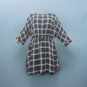 Chequered Black &amp; White Mini Casual Dress