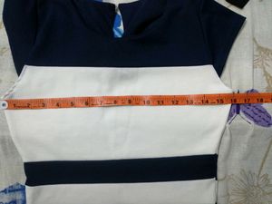 Navy Blue &amp; White Striped Bangkok Midi Dress