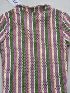 Striped Knit Polo Top