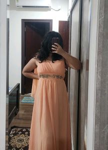 Elegant Peach Ethnic Gown