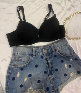 Black Shein Soft Material Padded Push Up Bra