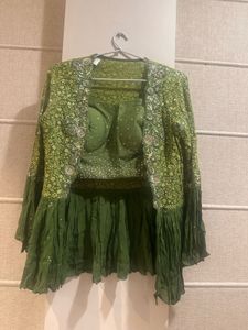 Green Plazo Choli with Jacket