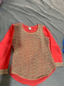 Chiffon Top With Jute Design.