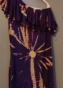 Purple Tie-Dye One Shoulder Dress