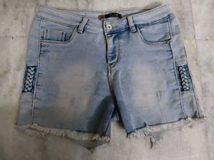 Denim Shorts with Braided Detail