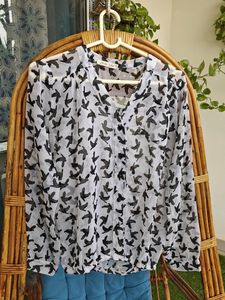Bird Printed White Top