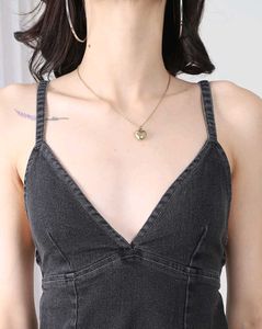 Open Back Tie-Up Mini Denim Dress
