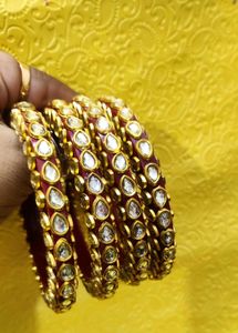 Maroon &amp; Golden Bangles, Brand New, Rajwara Style!