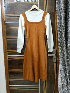 Stylish Brown Pinafore Dress