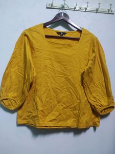 Fig Mustard Yellow Stylish Neck Top Women